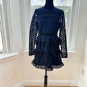 Self-Portrait High Neck Mini Lace Star Dress